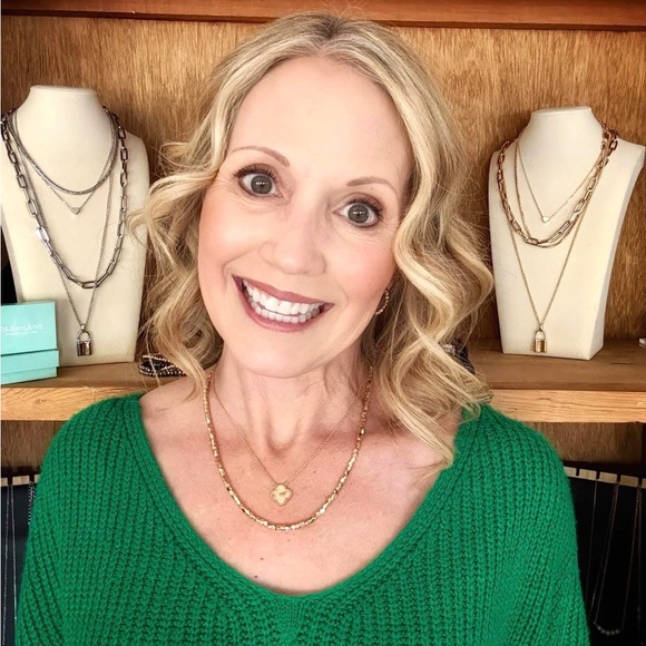 Shimmering Gold Faceted Station Necklace for Women - Picture 2 of 3